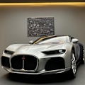 Miniatyrbillede 1 af 5: Legetøjsbilmodel i metal 1:24 Bugatti Atlantic sportsvogn med lyd og lys, træk-tilbage-model
