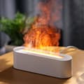3-i-1 LED-flamdiffusor - Luftfuktare för eteriska oljor med timer (automatisk avstängning när vattnet tar slut - dekorativ vit interiör)