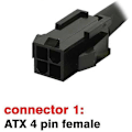 Pikkukuva 4 / 5: ATX 4-nastainen naaras - emolevyn CPU 8(4+4)-nastainen uros EPS 12V -muunninadapterin jatkojohto punottu