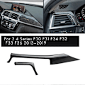 Miniatyrbild 2 av 5: För 3 4-serien F30 F31 F32 F34 2013-2019 Kolfiber Central Instrumentbräda Strip Trim + Vänster Utloppsskydd