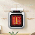 Miniatyrbild 3 av 5: WJTG Bärbar Värmefläkt, 800W Keramisk Vägguttag Värmefläkt, Elektrisk Värmefläkt med Fjärrkontroll, 12H Timer, LED-Display, 2 Värmeinställningar