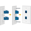 Miniatyrbilde 2 av 5: 2-pakning 1 Port Ethernet Veggplate, RJ45 Cat6 Hunn til Hunn Jack Inline Kobling Frontplater, 1-Po