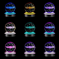Miniatyrbilde 5 av 5: LED-lysbase med følsom berøringsrund fargerik stativdisplay for 3D krystallglass kunstfoto ramme sølv konkav