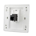 Miniatyrbilde 1 av 4: CAT6 Gigabit Dobbel Pass Nettverksveggkontakt RJ45 LAN Internett Faceplate Rett Strømuttak, Hunn til Hunn, 86x86mm (LAN x 1)