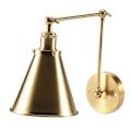 Miniatyrbilde 3 av 5: Industriell Vegglampe Messing Kjegleskjerm Vegglampe med Justerbar Arm for Innendørs Hjemmebar Wa