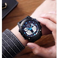 Miniatyrbild 5 av 5: Mordely Large Display Dual Time Digital And Analog Watch Stopwatch Alarm Light Rubber Strap