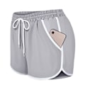 Miniatyrbild 1 av 4: Women's Double Layer Drawstring Elastic Waist Athletic horts with Pockets,Grey- Gray S