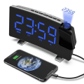 Miniatyrbild 1 av 5: Mordely Projection Alarm Clock With 180 Rotatable Projector Led Display Clock, Usb Charger, 12/24h, Bedroom Digital Alarm Clock - Blue Numbers