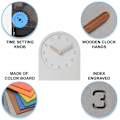 Miniatyrbild 4 av 5: 2023 Wooden Silent Non-ticking Battery Operated Decorative Small Mini Analog Modern Shelf Desk Table Mantel Clock For Home, Office, (gray)