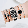Miniatyrbild 1 av 2: Mordely 5 st Set Klockor Square Green Dial Läderarmband Klockor Set