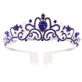 Miniatyrbild 1 av 10: Mordely Crystal Rhinestone Crown Coiffure Crown Tiara MÖRKBLÅ Dark blue