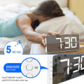 Miniatyrbild 4 av 5: Mordely Digital Alarm Clock Large Mirrored Led Clock Snooze Function Dimming Mode Beside Clock For Bedroom Decor -white