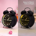 Miniatyrbild 5 av 5: Mordely Classic Silent And Non Ticking Quartz Dual Clock Alarm Clock, Suitable For Children, Battery Powered (excluding Battery) - Black