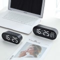 Miniatyrbild 3 av 5: 2023 Led Temperature And Humidity Display Creative Alarm Clock, Silent Night Light Electronic Clock, Home Clock, Student Desk Clock - Black