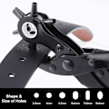 Miniatyrbild 3 av 5: 2023 Leather Hole Punch Plier 6 Sizes Precision Revolver Belt Punch Cutter For Perforating Felt Textiles Paper Chisel