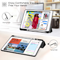 Miniatyrbild 7 av 8: 2023 New iPad 8th/7th Generation Case 10.2 with Pencil Holder, Protective Cover with Auto Wake/Sleep, Trifold Stand for iPad 8th Generation, Black
