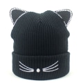 Miniatyrbild 10 av 10: Mordely Stickad Cat Skullies Mössa Varm Kvinna Cap GRÅ grey