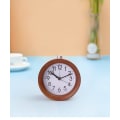 Miniatyrbild 5 av 5: 2023 Circular Wooden Analog Alarm Clock, Battery Powered, Non Tick Clock With Snooze Button And Backlight - Brown