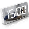 Miniatyrbild 1 av 5: Mordely Digital Alarm Clock Large Mirrored Led Clock Snooze Function Dimming Mode Beside Clock For Bedroom Decor -white