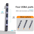 Miniatyrbild 6 av 10: Mordely 4 I 1 USB-C HUB Universal USB 3.0 dockningsstation