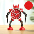 Miniatyrbild 1 av 4: Non-ticking Robot Alarm Clock Stainless Metal Wake-up Clock With Flashing Eye Lights And Hand Clip (ruby Red)