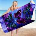 Miniatyrbild 4 av 5: Lila fjärils dubbelsidig sammet snabbtorkande tryckt strandhandduk vuxen simhandduk mikrofiber strandhandduk