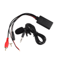 Miniatyrbild 1 av 5: Universal bil Bluetooth 2RCA AUX-adapter Trådlöst ljudtelefonsamtal Handsfree Mikrofon 2RCA UX-in ljudingång Black