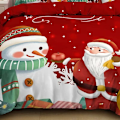Miniatyrbild 3 av 5: Julbäddset, Täckeöverdrag, Tomte, Snögubbe, Juldekoration (Röd, 220 x 240 cm)