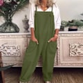 Miniatyrbilde 2 av 5: Dame Overaller Casual Løse Buksedresser Romper Baggy Playsuit Bomull og Lin Jumpsuit Green L