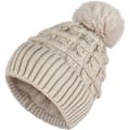 Pikkukuva 1 / 6: Naisten pompom-hattu, talvinen pipohattu, lämpövuorellinen fleece-hattu, naisten neulotut villahatut tekoturkispompomilla Beige