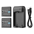 Miniatyrbilde 1 av 4: NP-40 Batterilader med LED-indikator + 2 stk NP-40 Batterier 3.7V 800mAh med USB-lading black