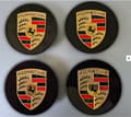 Porsche hjulkapsel emblem - 76mm - sort