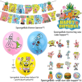 Miniatyrbild 2 av 5: Spongebob Fyrkant Fest Dekorationer Kit Banner Ballonger Tårta Cupcake Toppers Set Gåvor