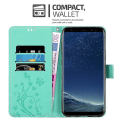 Pikkukuva 4 / 5: S8-kotelo - Kukkakuvio ja jalustatoiminto ja korttipaikka FLORAL TURQUOISE Galaxy S8