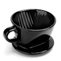Miniatyrbild 1 av 5: Kaffefilterkopp, enkelkopp svart keramisk kaffedroppare, återanvändbar filterdropphållare L as shown