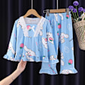 Miniatyrbilde 1 av 3: Sanrio Kuromi Kostyme Barn Langarmet Pyjamas Jenter Gutter Tegneserie T-skjorte+bukser 2stk/sett Barn Avslappet Soveklær C C 5-7Years