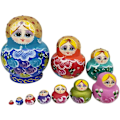 Miniatyrbild 1 av 5: Ryska häckande dockor, 10-delad Matryoshka färgglad stapelleksaksdocka
