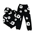 Miniatyrbillede 1 af 5: Y2K 2-delt Tracksuit Sæt Mænd Kvinder Hip Hop Grafisk Langærmet Hættetrøje og Sweatpants Hættetrøje set-black S