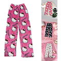 Miniatyrbillede 3 af 4: Hello Kitty Flannels Pyjamas Bløde Kawaii Pyjamas Hjemmebukser Tegneserie Casual Anime Behagelige Efterår og Vinter Varme Pyjamas Casual Bukser pink XL