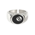 Miniatyrbillede 1 af 5: 8 Ball Pool Ball Ring, Justerbar Nummer Sort 8 Otte Pool Billard Ring, til Pool-elskere, Billard Mænds Ring Silver