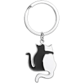 Miniatyrbillede 1 af 6: Sort og hvid kat nøglering søde elskere kat nøglering kawaii kat par nøglering kat metal nøglering dyr nøgleholder venner Valentinsdag gaver