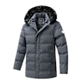 Miniatyrbillede 1 af 4: Vinterjakke til mænd 2024 - Lang, med hætte, varm, vindtæt, tyk fleece, parka, pelskrave, klassisk, afslappet Gris S