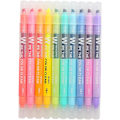 Miniatyrbilde 1 av 7: 10 stk. Slettbar highlighter i myke farger - Dobbeltsidige highlightere i pastellfarger for studenter