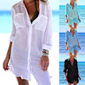Miniatyrbilde 4 av 5: Strandkjole for kvinner Bikini Cover Up Strandponcho Sommer Badetøy Strand Cover Up Skjorte