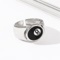Miniatyrbilde 5 av 5: 8 Ball Pool Ball Ring, Justerbar Nummer Svart 8 Ball Biljard Ring, for Pool Lovers, Biljard Menn Ring Silver