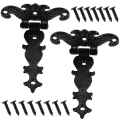 Miniatyrbilde 2 av 2: 2 stk skur hengsel Heavy Duty tregjerde porthengsel retro utendørs skur dør maskinvare Black 11.2X6.9cm