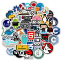 50 vanntette programmeringsspråk-klistremerker.