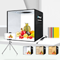 Miniatyrbild 2 av 4: Fällbart fotostudio ringlampa bärbar fotograferingstält 25 cm ljuslåda med 6 bakgrunder 12 färger små föremål produktfotografering