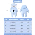 Miniatyrbild 7 av 7: Baby Hooded Rompers Flanell Vinterkläder Footed Rompers Långärmade Jumpsuits för 0-12 månader Blue 0-3months