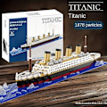 Miniatyrbillede 1 af 5: Byggeklods samlelegetøj Titanic Giant Dreng Pige Puslespil Krydstogtskib Model1878 Stk 1878 pcs